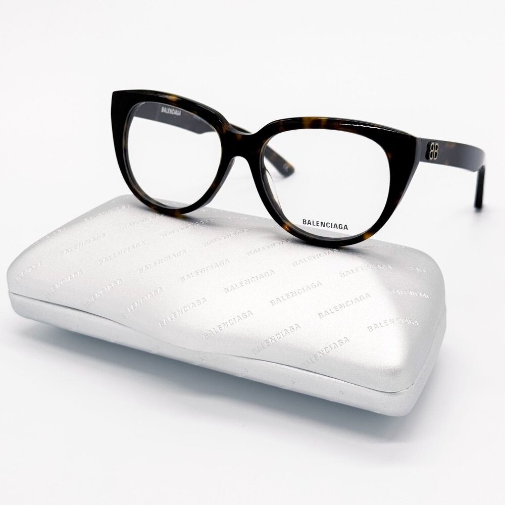 NEW BALENCIAGA EYEGLASSES BB0131O 005 ROUND OVAL DARK HAVANA WOMEN EYEWEAR BALEN